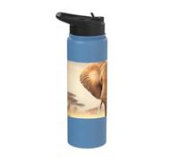 Éléphant solitaire dans la savane africaine Stainless Steel Insulated Water Bottle