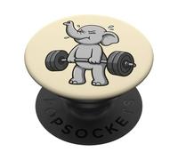 Éléphant, soulevé de Terre, Gym, Rat, Amant des Animaux, Levage pour Hommes et Femmes PopSockets PopGrip Adhésif