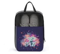Elephant Sprays Love Sac à chaussures de voyage résistant à l'eau avec fermeture éclair Sac à poussière pour baskets, gris, taille unique, moderne, gris, Taille unique, Moderne