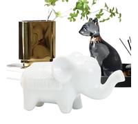 Elephant Statue - Ceramic Sculpture Ornament, Animal Figurine | Prosperity Blessing Symbol Art Decor, Elegant Decorative Elephant Model With Trunk Up For Living Room Family Hall Farmhouse Disply