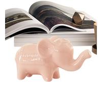Elephant Statue - Ceramic Sculpture Ornament, Animal Figurine | Prosperity Blessing Symbol Art Decor, Elegant Decorative Elephant Model With Trunk Up For Living Room Family Hall Farmhouse Disply
