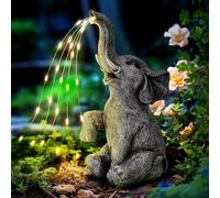 Elephant Statue With Solar Lights Outdoor Garden-Statue Garden Outdoor,Elephant Figurine Decorations,Gift For Family Friends,Hanging Rack Decoration