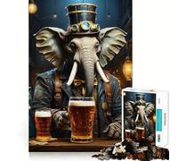 Éléphant Steampunk à bière pour Adultes, Puzzle de 1000 pièces, Jeu d'exercice Mental, Divertissement Doux, Design à Assembler, Cadeau saisonnier 50x75cm