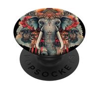 Éléphant Temple Sacré Thai Inde Art PopSockets PopGrip Adhésif