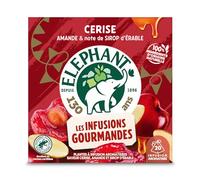 Elephant Thé Aromatisé Cerise Amande Érable, 20 Sachets Pyramid | Infusion gourmande cerise notes d'amande et sirop d'érable, saveur intense et équilibrée, 100% ingrédient d'origine naturelle
