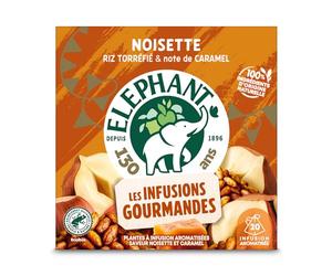 Elephant Thé Aromatisé Noisette Caramel & Riz Torréfié, 20 Sachets Pyramid | Infusion gourmande noisette caramel, sachets pyramid aromatisés, idéal hiver, 100% ingrédients d'origine naturelle