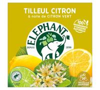Elephant Infusion aromatisée Tilleul, Citron et Citron vert – 20 sachets pyramide
