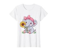Éléphant Tournesol Mignon Graphique Floral Femmes Enfants Filles T-Shirt