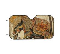 Éléphant Tribal dans Un Fourré d'automne Voiture Housses De Soleils Couverture Pare Brise Isolation Thermique Anti UV Voiture Pare-Soleil pour SUV Berlines Voitures 70x130cm