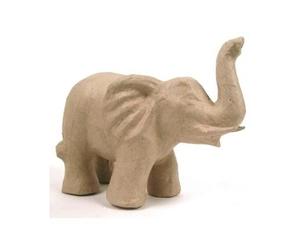 Eléphant trompe en l'air en papier mâché 22 cm