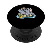 Éléphant Vacances Boba Thé au Lait aux Perles Éléphants PopSockets PopGrip Adhésif
