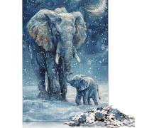 Elephant with Baby Puzzle 1000 Pièces Educa Jouet en Bois Divertissement Créatif Décoration Intérieure Jeu Éducatif Challenge Toy Adultes Et Enfants À Partir De 14 Ans 500pcs (52x38cm)