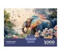 Elephant with Vibrant Wings 1000 Pcs Carton Premium Lot de Puzzles Colorful Elephant Anti-Stress Jeu Familial Puzzles As Birthday Gifts 70x50cm/1000pcs