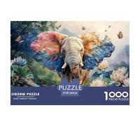 Elephant with Vibrant Wings 1000 Pièces Carton Extra-épais Coffret De Puzzles Colorful Elephant Stimulant Et Éducatif Jeu Créatif Puzzles As Birthday Gifts 38x26cm/1000pcs