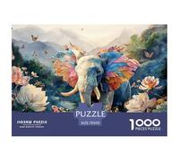 Elephant with Vibrant Wings 1000 Pièces Carton Extra-épais Lot de Puzzles Colorful Elephant Stimulant Et Éducatif Défi Unique Puzzles As Birthday Gifts 70x50cm/1000pcs