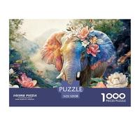 Elephant with Vibrant Wings 1000 Pièces Carton Premium Coffret De Puzzles Colorful Elephant Anti-Stress Défi Unique Puzzles As Birthday Gifts 52x38cm/1000pcs