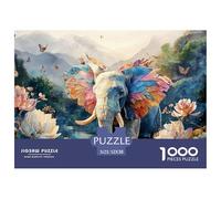 Elephant with Vibrant Wings 1000 Pièces Carton Premium Coffret De Puzzles Colorful Elephant Stimulant Et Éducatif Défi Unique Puzzles As Birthday Gifts 52x38cm/1000pcs