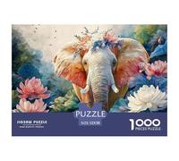 Elephant with Vibrant Wings 1000 Pièces Carton Premium Lot de Puzzles Colorful Elephant Stimulant Et Éducatif Jeu Familial Puzzles As Birthday Gifts 52x38cm/1000pcs