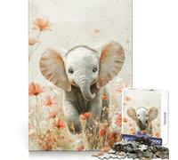 Éléphanteau dans Les Fleurs Puzzle de 1000 pièces pour Adolescents Développe Les capacités cognitives et procure Un Plaisir Relaxant Coffret Solide Idée Cadeau de Noël (50x75cm)