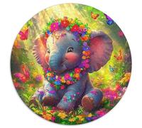 éléphantPuzzles en Bois 1000 Pièces pour Adultes Et Enfants Rond mignonDécorations Familiales À Défi Créatif1000pcs (67.5x67.5cm)