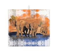 Elephants Art Tapis de cuisine absorbant à motifs pour plan de travail, convient pour ranger couverts, couteaux et tasses