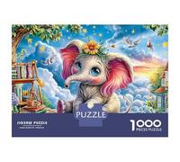 Éléphants éclairés par la Lune 1000 Pièces Puzzle Unique Belle Décoration Familiale Bébé éléphant en Fleurs Puzzle Jouets De Difficiles pour La Famille 52x38cm/1000pcs