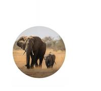 Éléphants marchants de Noël en céramique à suspendre - Décorations rondes double face pour sapin de Noël avec corde dorée - Pendentif de Noël pour cheminée, fête de vacances, décoration de Noël