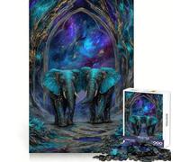 Éléphants Turquoise sous Une Arche Cosmique Puzzle de 1000 pièces pour Adolescents Jeu de logique Stimulant Détente et créativité Idée Cadeau d'anniversaire 38x26cm