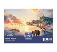 Elephants Walk in The Savannah 1000 Pcs Carton Extra-épais Coffret De Puzzles Bohemian Wildlife Nature Stimulant Et Éducatif Jeu Créatif Puzzles pour Adultes Et Enfants 38x26cm/1000pcs
