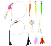 Elepl 10 Pièces Jouet pour Chat Interactif Jouet Chat 2 Pièces Baguette Magique avec Ventouse Amovible Jouet à Plumes pour Chats avec Grelots Jouets pour Chats Interieur