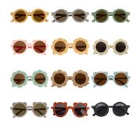 Elepl 12 Pièces Lunette de Soleil Enfant Lunettes de Soleil Mignonnes et Rondes en Forme D'ours Lunettes Soleil Enfant pour Les Garçons et Les Filles Outdoor Travel Camping Beach Party