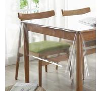 Elepl 132 * 178cm Nappe Transparente Imperméable Nappe Plastique PVC Toile Cirée Transparente Lavable Protection Table Transparent Rectangle Film de Table pour D'exterrieur Jardin et Interieur