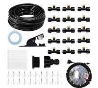 ELEpl 15m Système Refroidissement Brumisation 75 pcs Kit Arrosage Goutte à Goutte Kit D'Irrigation Système de Brumisation Tuyau Brumisateur Exterieur pour Jardins Patios Parasols Toits