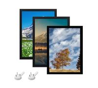 Elepl 2 Pièces Cadre Photo A4 21x29.7 cm Encadrement Tableau en Bois MDF avec Vitre en Verre Plexiglas et Support Cadre Photo avec 1 Cadre D'affichage Magnétique (Noir)