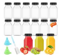 Elepl 24 Pièces Mini Bouteilles Jus de Fruit avec Couvercles 120 ml Bouteille Lait Bouteille Shot Gingembre Vides Transparent Petit Bouteille Plastique pour Eau Smoothies Boissons Faites Maison