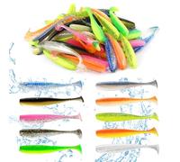 ELEpl 50 Pieces 7.5cm Leurre Peche Réutilisable avec 1 Boîte en Plastique Leurre Souple Accessoires de Pêche pour Leurre Souple Truite Leurre Brochet Leurre Souple Peche