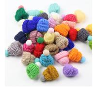 Elepl 50 Pièces Mini DIY Bonnet en Tricot Mini Chapeaux de Noël en Tricotés Chapeau de Poupée Petits Bonnets Noël pour Décoration de Bouteille de Vin Bricolage Artcraft (Couleurs Aléatoires)
