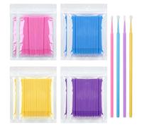 Elepl 800 Pièces Micro Applicateurs Brosses Floqués Cheveux Fins Microbrosses Cils Pliable Coton Tige pour Maquillage Extension de Cils Soins Buccaux Manucure (Bleu Jaune Rose Violet)