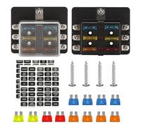 Elepl Porte Fusible 6 Voies 12v avec 12 Fusibles 20A 15A 10A 5A pour Voiture Bateau Fourgonnette SUV