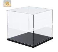 ELEpure Vitrine Acrylique pour Collection pour Lego 10309 21265 75328 76428 Helmet Figurine, Épaissie Boite Transparente Cube Vitrines et Rangements avec Lumière, Noir Intérieur 20x20x20cm