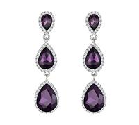 EleQueen Boucles d'oreilles dorées en forme de goutte d'eau en cristal autrichien 6,3 cm de long