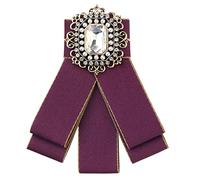 Elerevyo Broche de ruban pré-nouée en strass pour femmes, nœud papillon, épingle de collier, à la mode Rouge Taille unique