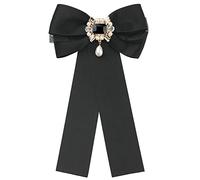 Elerevyo Broche Femme Noeud Papillon Pré-noué avec Faux Strass Élégant Noeud Papillon Noeud Papillon Noir Taille Unique