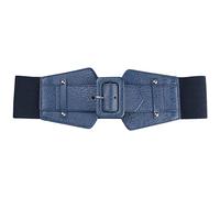 Elerevyo Ceinture large extensible vintage avec boucle épaisse pour robe, bleu marine, 68-82cm/26.77-32.28"