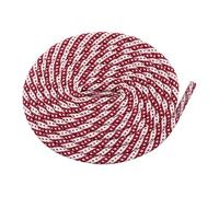 Elerevyo Lacets Ronds à Pois en Sergé Bicolore 2 Paires de Lacets Ronds Rayés pour Bottes Martin Blanc-Rouge foncé 180cm/70.9"