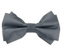 Elerevyo Nœud papillon pré-noué en satin pour homme - Couleur unie - Pour smoking et bal de fin d'année, gris, taille unique