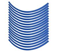 Elerose 16pcs Garniture de Décoration pour Ruban de Jante à Rayures pour Roues, Roues de Voiture, de Vélo et de Mortier de 16 à 19 Pouces(Bleu)