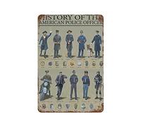 Elerwall Plaque en métal vintage avec inscription « History of The American Police Officer », décoration murale pour maison, cuisine, café, bar, cadeau d'anniversaire, pendaison de crémaillère