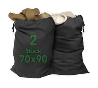 ELES VIDA® - Sac à linge XXL Noir 70x90cm 100% coton - Sac Heavy Duty XL extra grand - durable, avec cordon, collecteur de linge, boîte à linge, sac à vêtements