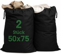 ELES VIDA® - Sacs à linge 50 x 75 cm en 100% coton - Sacs à linge extra larges - Durable, avec cordon de serrage, panier à linge, sac à vêtements, rangement (noir, 50 x 75 cm)